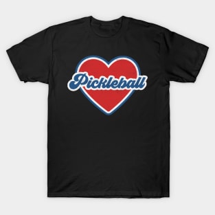 I Love Pickleball: Groovy Retro Heart For Pickleball Fans T-Shirt